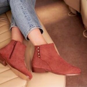 Sezane Low Paula Suede Boots Dusty Rose Size 39